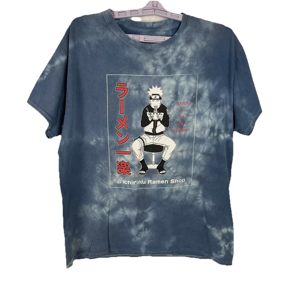 Naruto Shippuden Anime Ichiraku Ramen Shop Tie Dye T-Shirt Men's Large Y2K Gamer